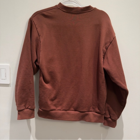 Aknvas Brown Crewneck Sweatshirt Light Yellow Logo Mens Size Large - Picture 6 of 9